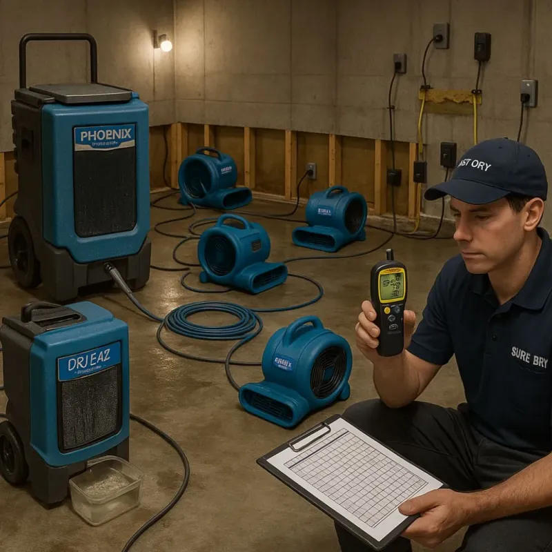 Structural Drying and Dehumidification process in Wilton, IA